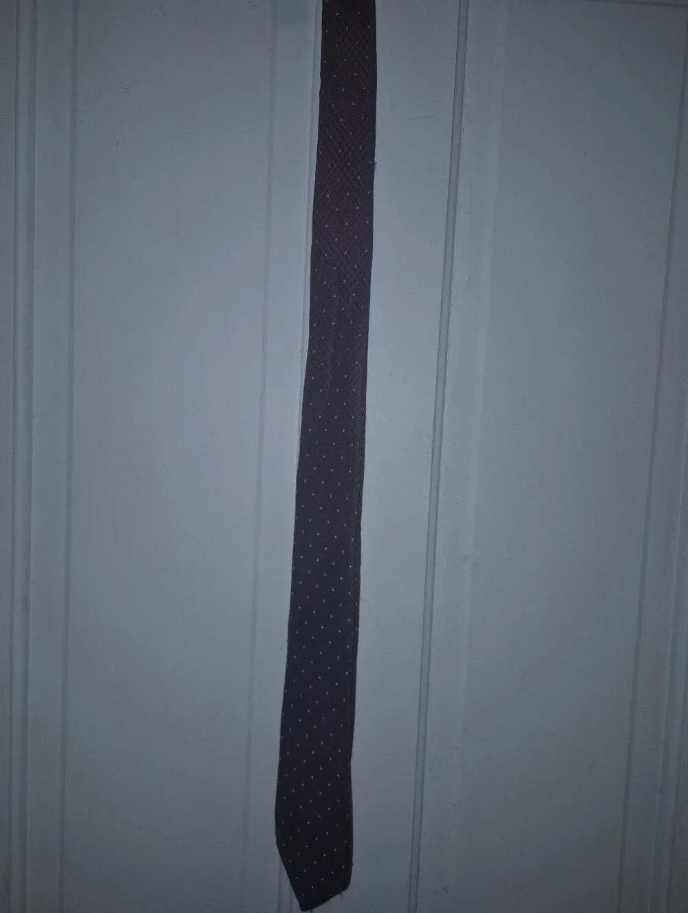 Michael Kors silk blend necktie features a burgundy and navy glen-check pattern